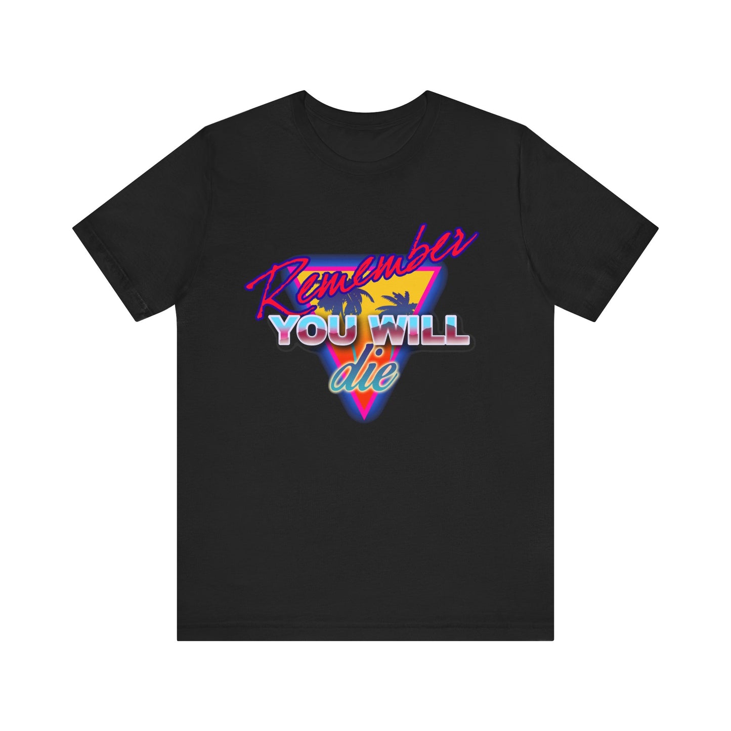 Remember You Will Die Palm Tree 80s Retro Synthwave Style | Memento Mori | Nostalgic Orthodox Christian Cotton T-Shirt