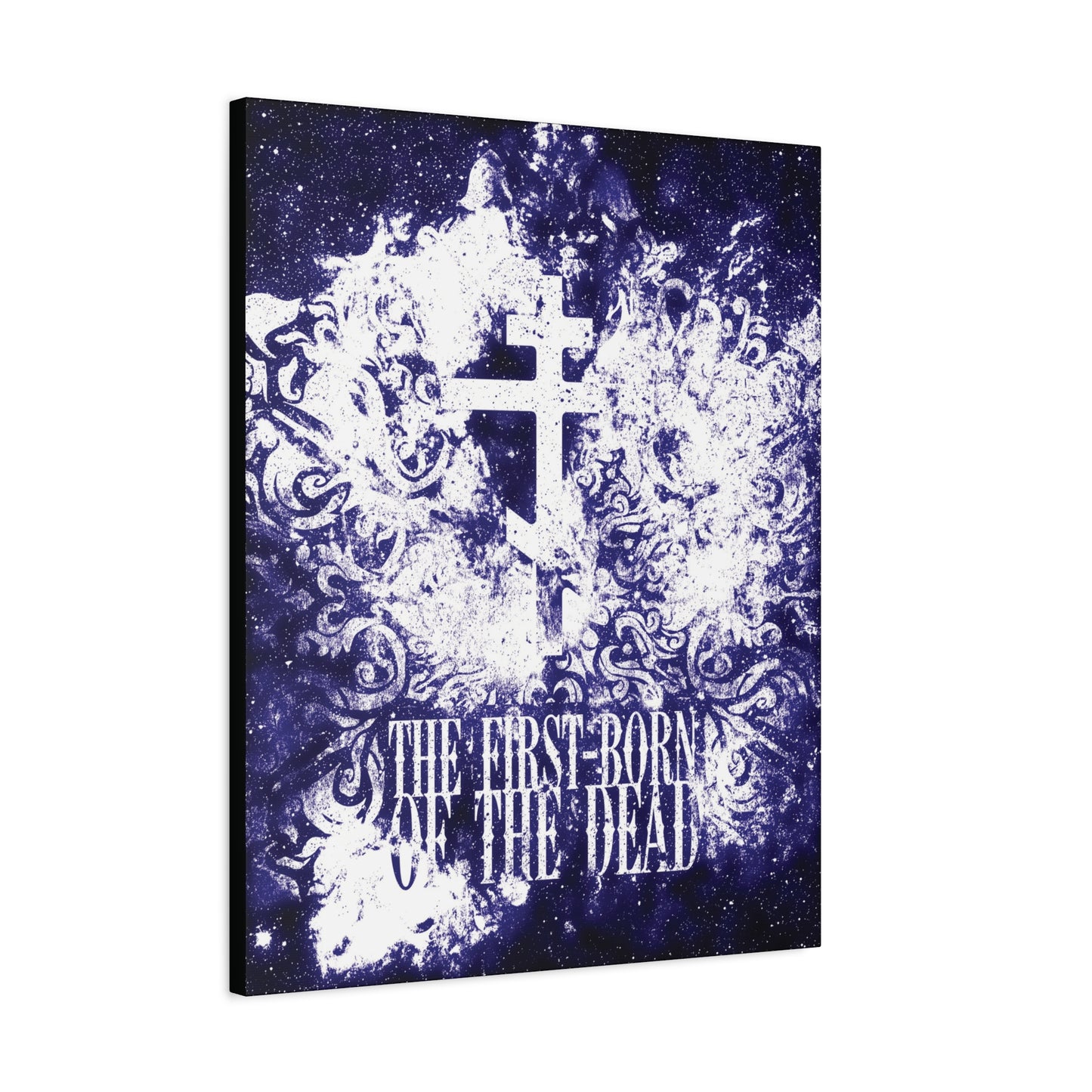 The First-Born of the Dead | Glowing White & Blue Textured Cosmic Orthodox Cross | Resurrection & Apocalypse | Christian Canvas Art