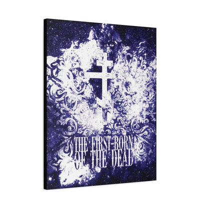 The First-Born of the Dead | Glowing White & Blue Textured Cosmic Orthodox Cross | Resurrection & Apocalypse | Christian Canvas Art