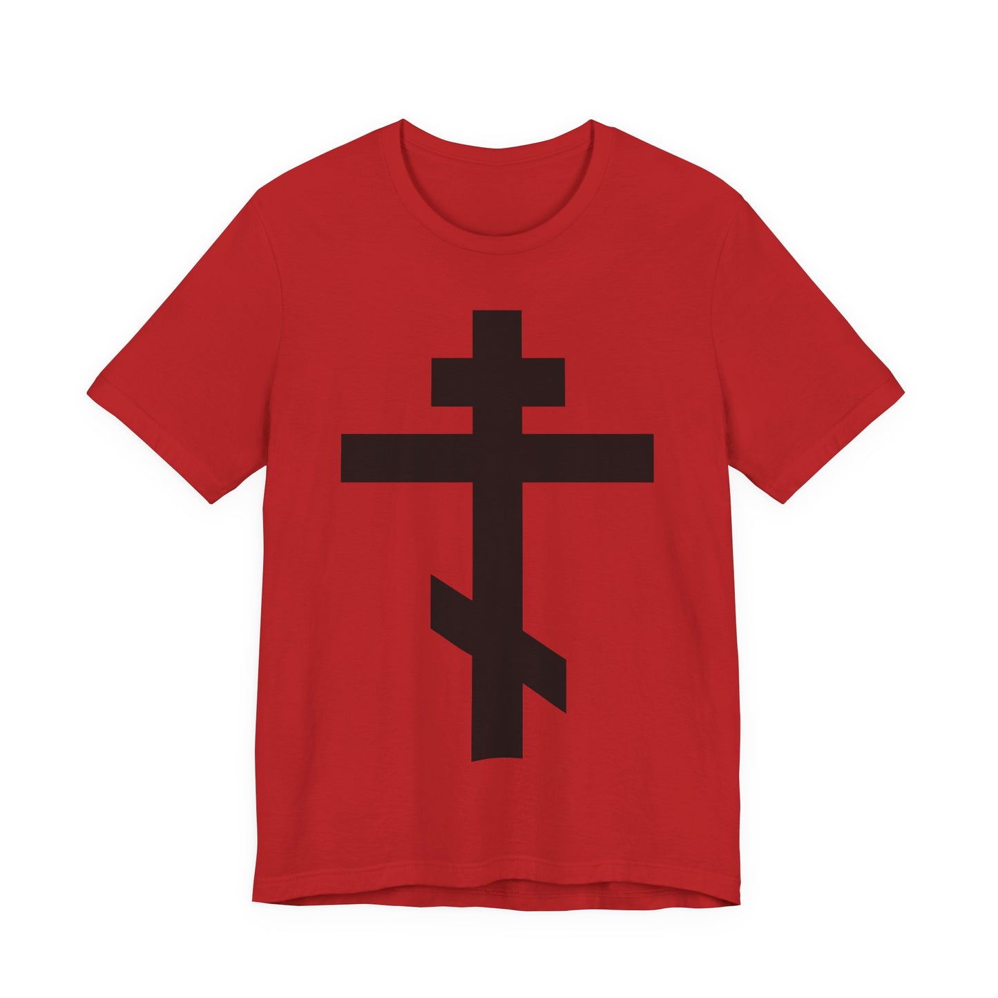 Black Orthodox Cross | May I Never Boast Except in the Cross of Our Lord Jesus Christ (Gal 6:14) | Christian Unisex Cotton Tee