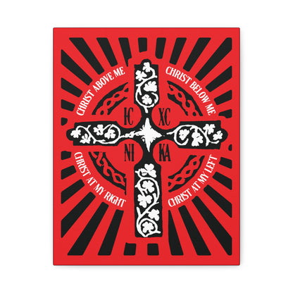 Red ICXC NIKA Enniskillen Celtic Cross | Lorica of St. Patrick | Shield Prayer | Orthodox Christian Canvas Art
