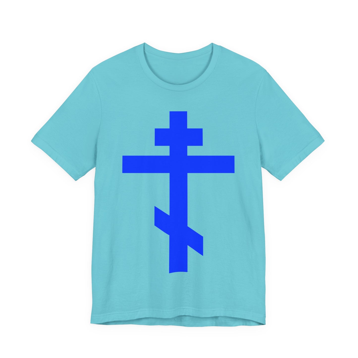 Royal Blue Orthodox Tribar Cross | Preserve Thy People By Thy Cross, O Lord | Christ is King | Christian Unisex Cotton Tee