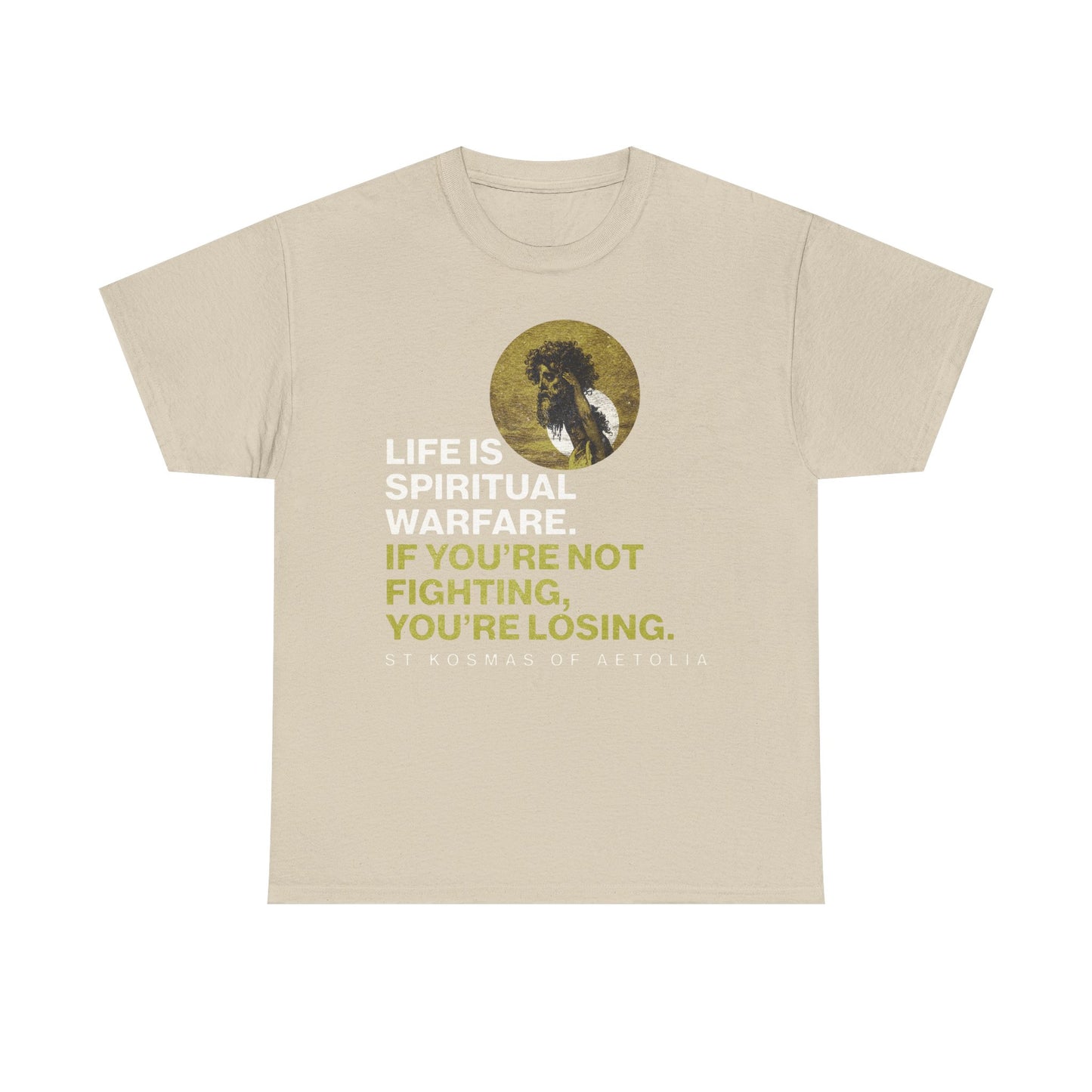 Life is Spiritual Warfare | St Kosmas of Aetolia | Gustave Dore | David & Goliath | Unseen Warfare | Orthodox Midweight Cotton Unisex Tee