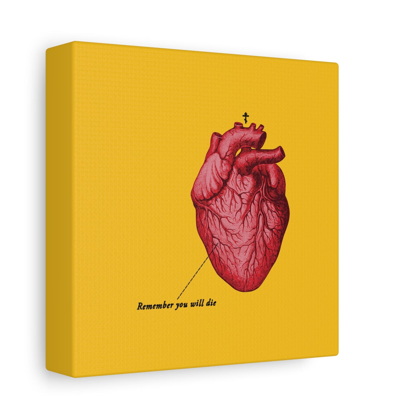 Remember You Will Die Retro Medical Textbook Heart Design | Orthodox Christian Canvas Art