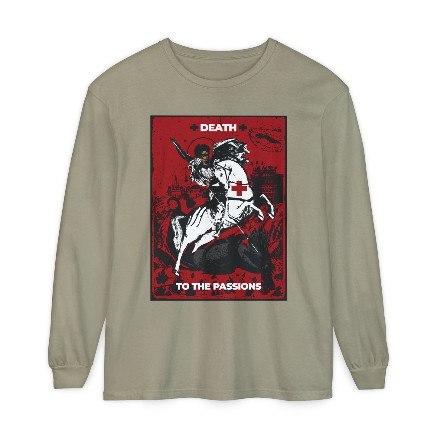 St George Slaying the Dragon | Death to the Passions | Unseen Warfare | Ascetic Orthodox Christianity | Heavy Cotton Long Sleeve T-Shirt