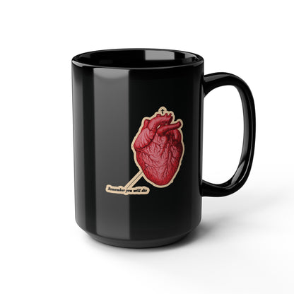 Remember You Will Die Retro Medical Textbook Heart Design | Orthodox Christian Black Mug