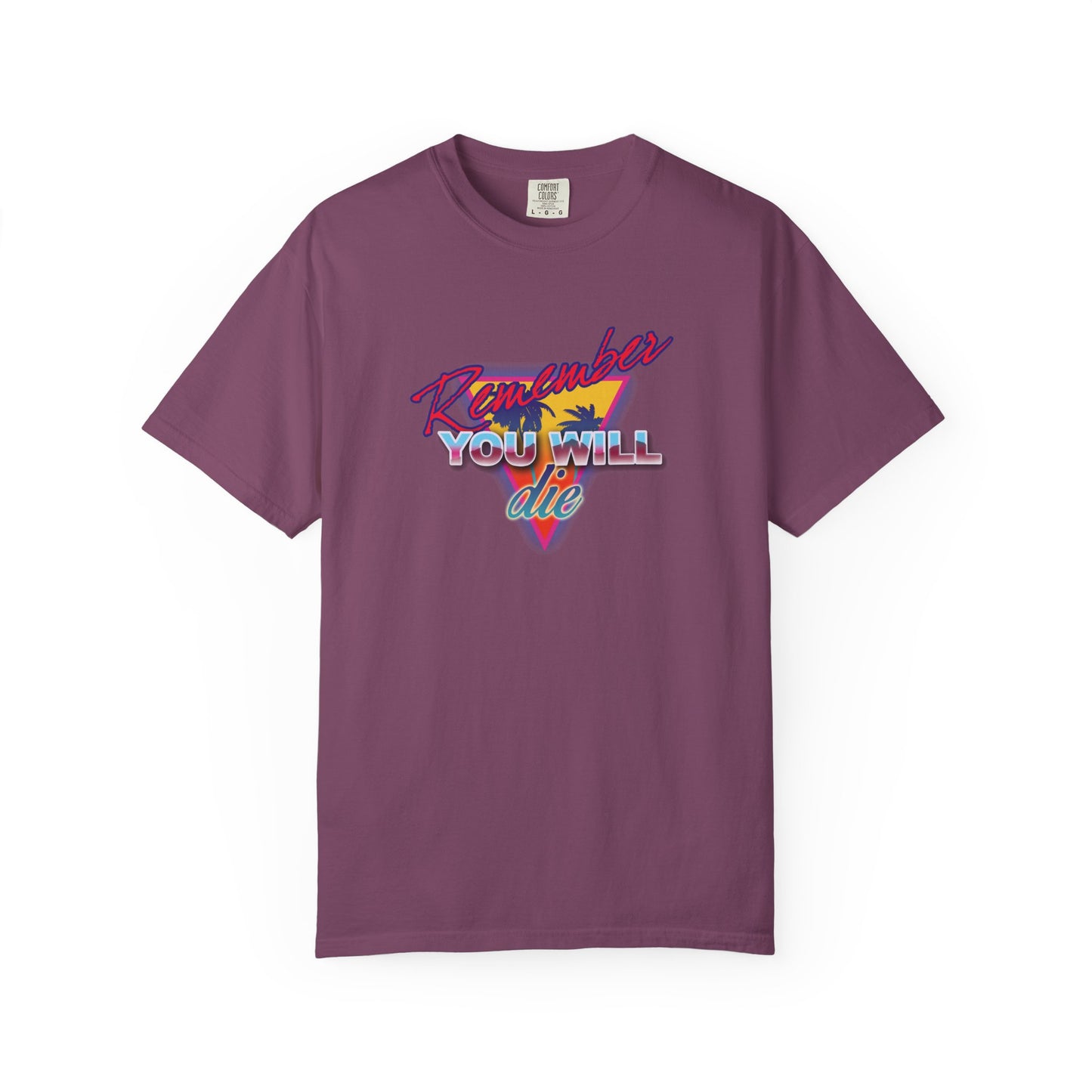 Remember You Will Die Palm Tree 80s Retro Synthwave Style | Memento Mori | Heavyweight Cotton Orthodox Unisex Tee