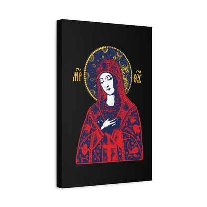 Joy of All Joys Tenderness Theotokos Iconographic Based on Traditional Orthodox Iconography | Red Design | Orthodox Christian Canvas Art