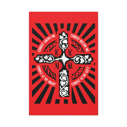 Red ICXC NIKA Enniskillen Celtic Cross | Lorica of St. Patrick | Shield Prayer | Orthodox Christian Canvas Art