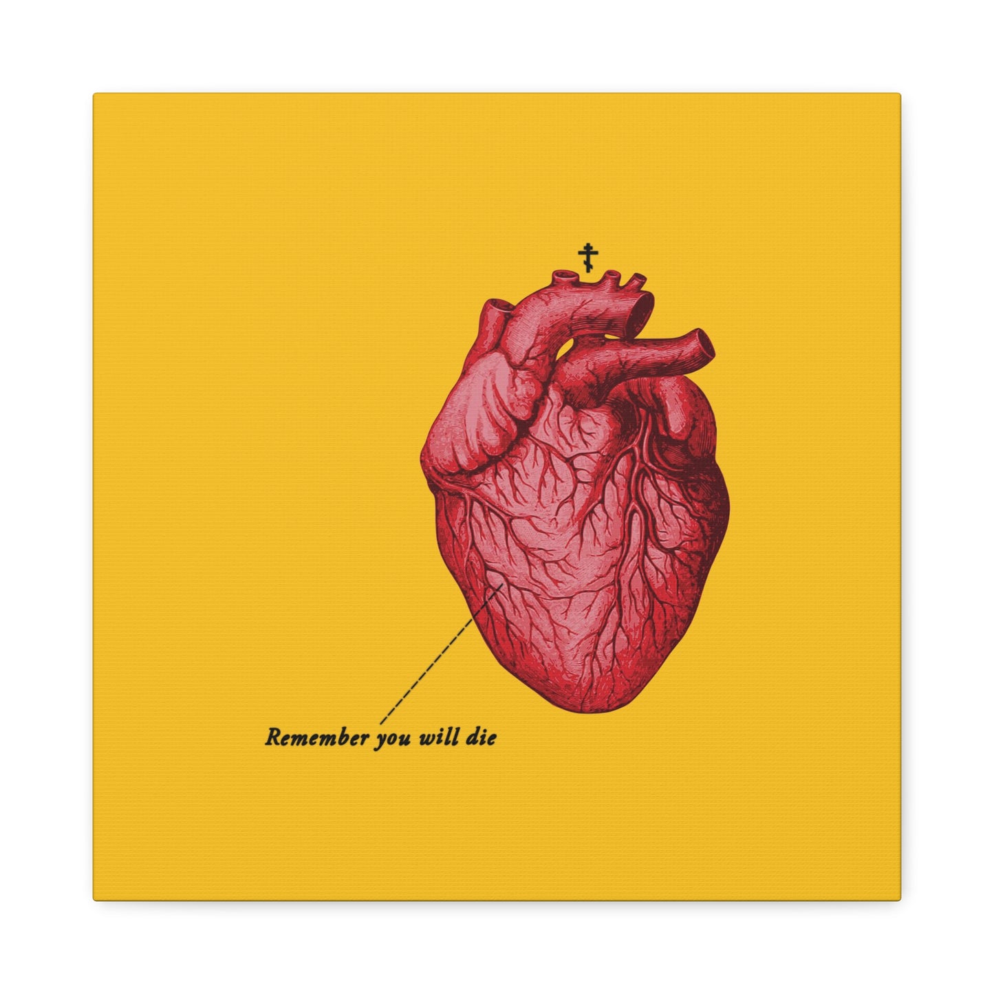 Remember You Will Die Retro Medical Textbook Heart Design | Orthodox Christian Canvas Art