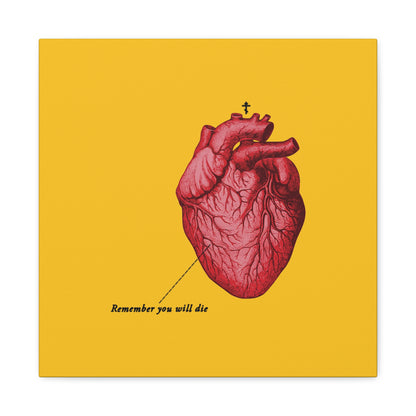 Remember You Will Die Retro Medical Textbook Heart Design | Orthodox Christian Canvas Art