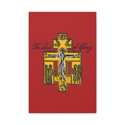 The Lord of Glory | Russian Golgotha Crucifix IconoGraphic (Red BG) | 1 Corinthians 2:8 | Orthodox Christian Canvas Art