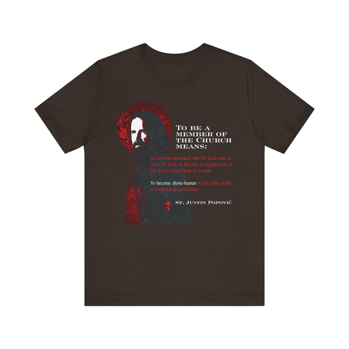 To Be a Member of the Church | St. Justin Popovic Textured Design | Orthodox Ecclesiology | Christian Lightweight Cotton Unisex Tee