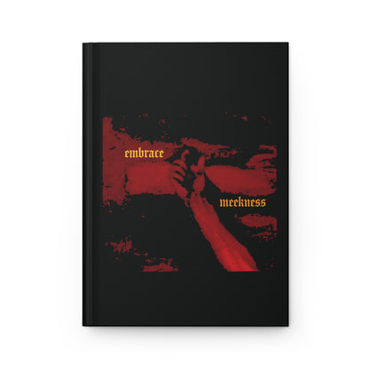 Embrace Meekness | Haunting Crucified Hand of Christ | Kenosis | Meek Shall Inherit Earth | Haltone Art | Gothic Font | Christian Journal