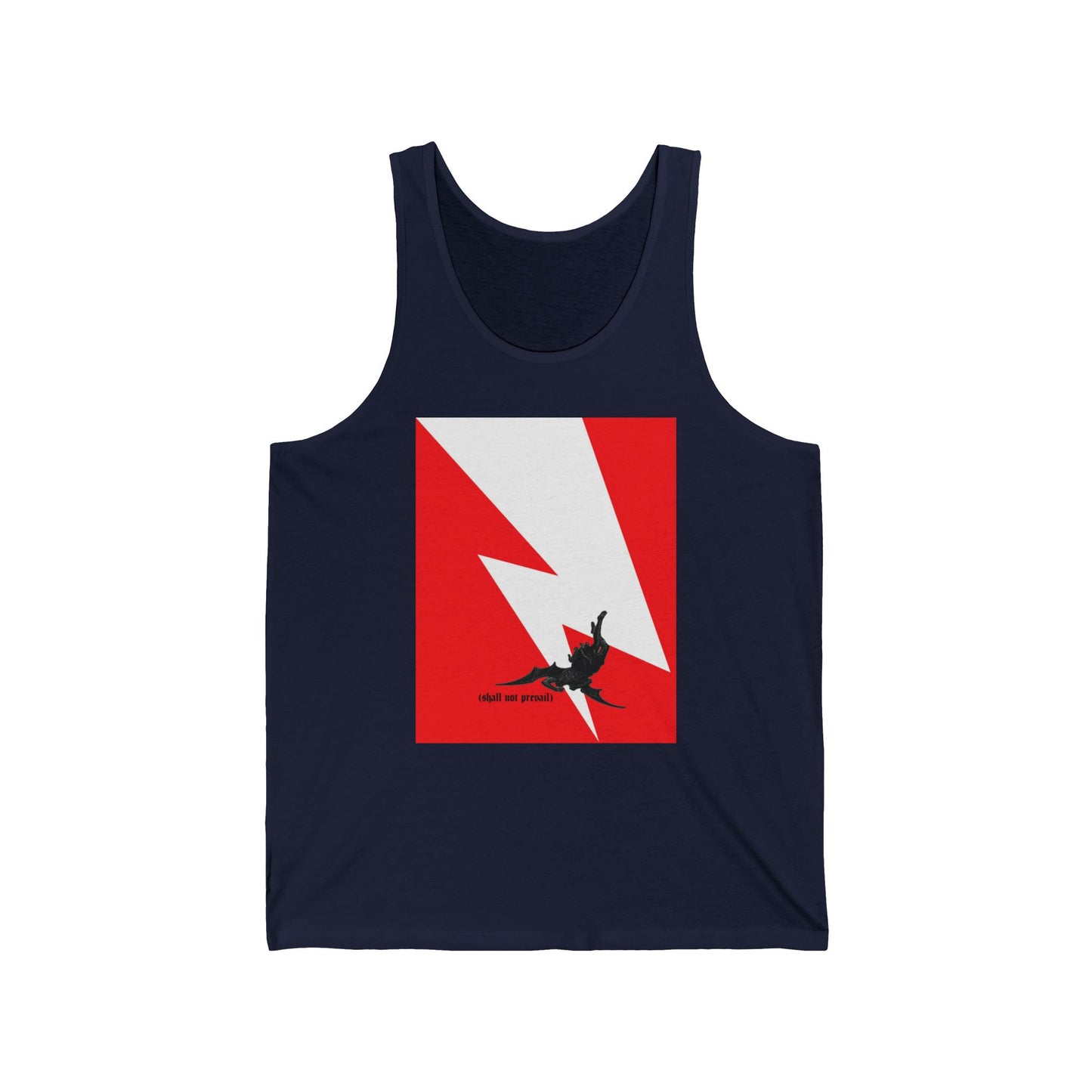 Shall Not Prevail | Satan Fell from Heaven Like Lightning (Luke 10:18) | Minimalist Design | Orthodox Christian Jersey Tank Top