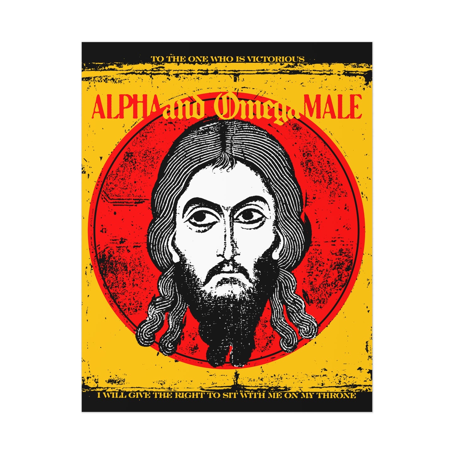 Alpha and Omega Male (Jesus Christ Image of Edessa IkonoGraphic) No. 1 | Orthodox Christian Art Poster