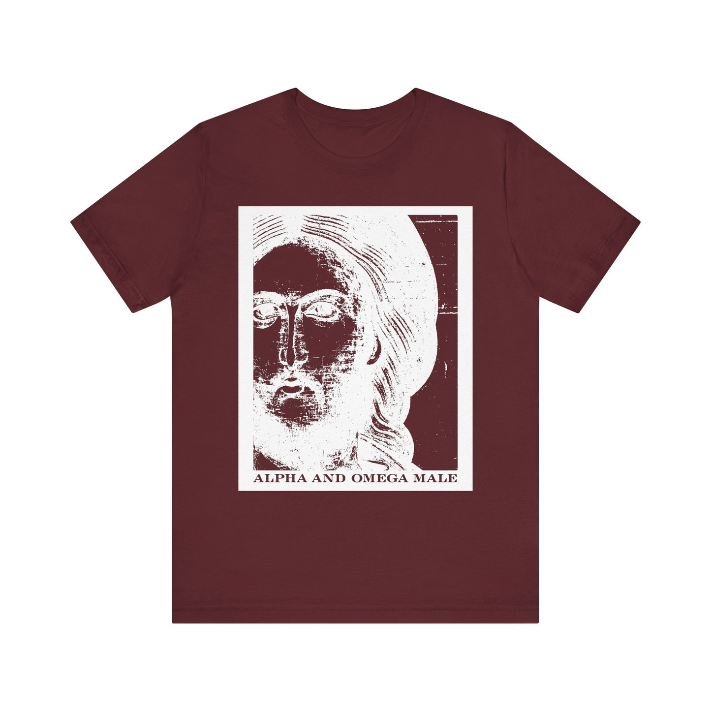 Alpha & Omega Male | Jesus Christ Icono-Graphic Photonegative | I am the Beginning & the End (Rev 22) | Lightweight Cotton Unisex T-Shirt
