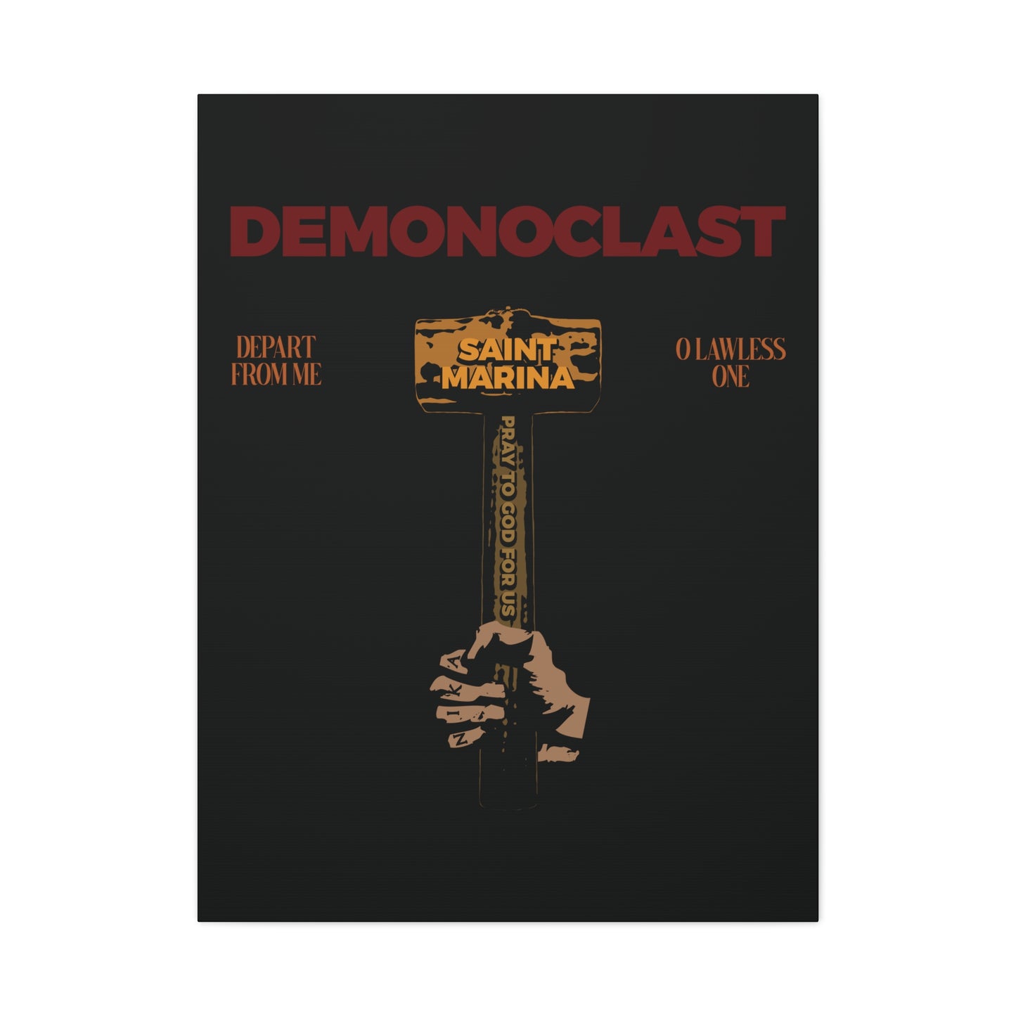 Demonoclast | St. Marina's Hammer | NIKA Fist | Christ Conquers | Demon Smasher | Unseen Warfare | Christian Martyrdom | Orthodox Canvas Art