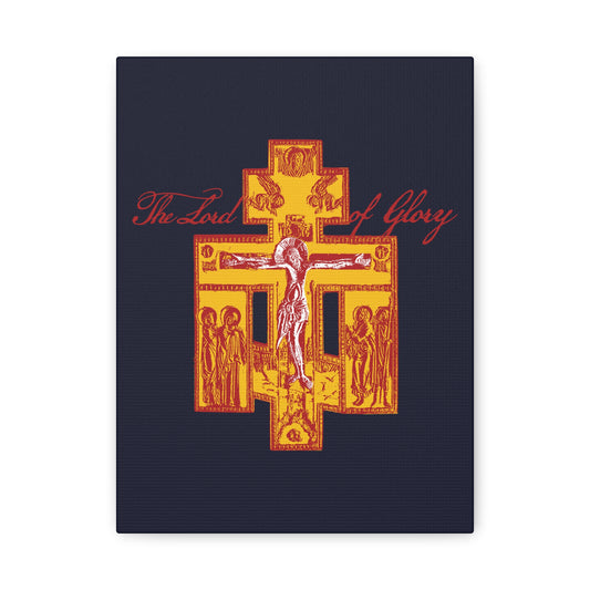 The Lord of Glory | Russian Golgotha Crucifix IconoGraphic (Blue BG) | 1 Corinthians 2:8 | Orthodox Christian Canvas Art