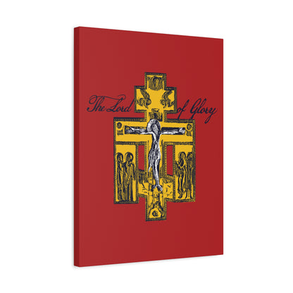 The Lord of Glory | Russian Golgotha Crucifix IconoGraphic (Red BG) | 1 Corinthians 2:8 | Orthodox Christian Canvas Art