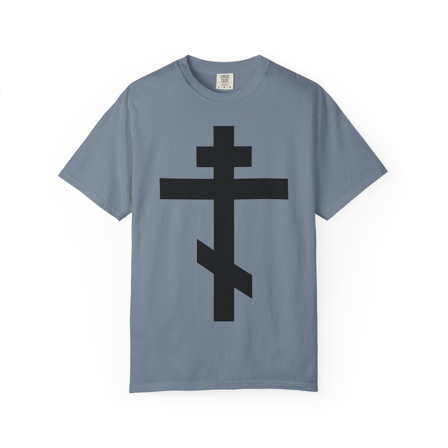 Large Black Orthodox Cross | He bore our sins on the cross so that we might die to sin & live to righteousness | Heavyweight Cotton Unisex Tee