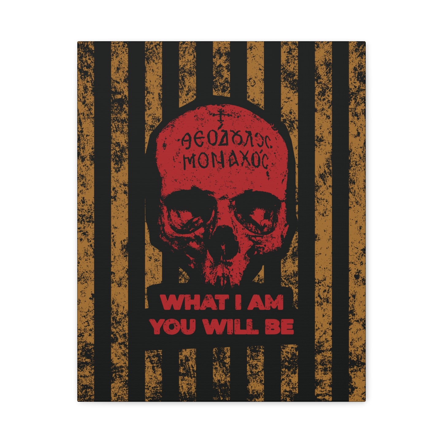 What I Am You Will Be | Memento Mori | Remembrance of Death | Mt Athos Monk Skull | Ascetic Ethos | Christian Canvas Art
