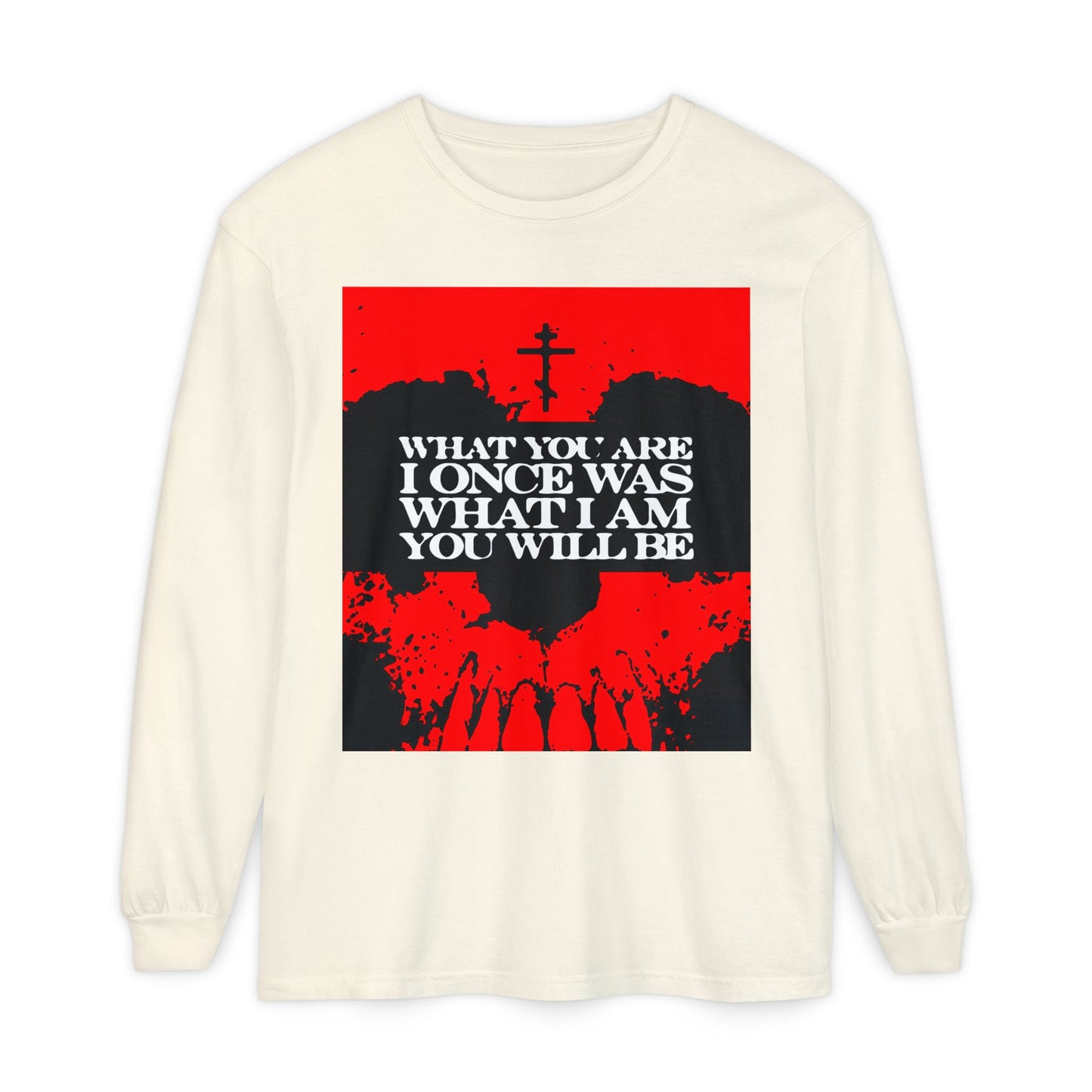 What You Are, I Once Was. What I Am, You Will Be | Memento Mori | Red Skull Remembrance of Death | Orthodox Christian Long Sleeve Shirt