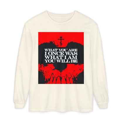 What You Are, I Once Was. What I Am, You Will Be | Memento Mori | Red Skull Remembrance of Death | Orthodox Christian Long Sleeve Shirt