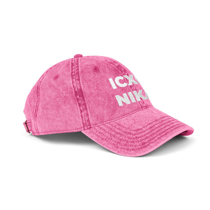 White ICXC NIKA Text Christogram | Orthodox Christian Symbol Meaning "Jesus Christ Conquers" | Christ is King | Denim Embroidered Cap