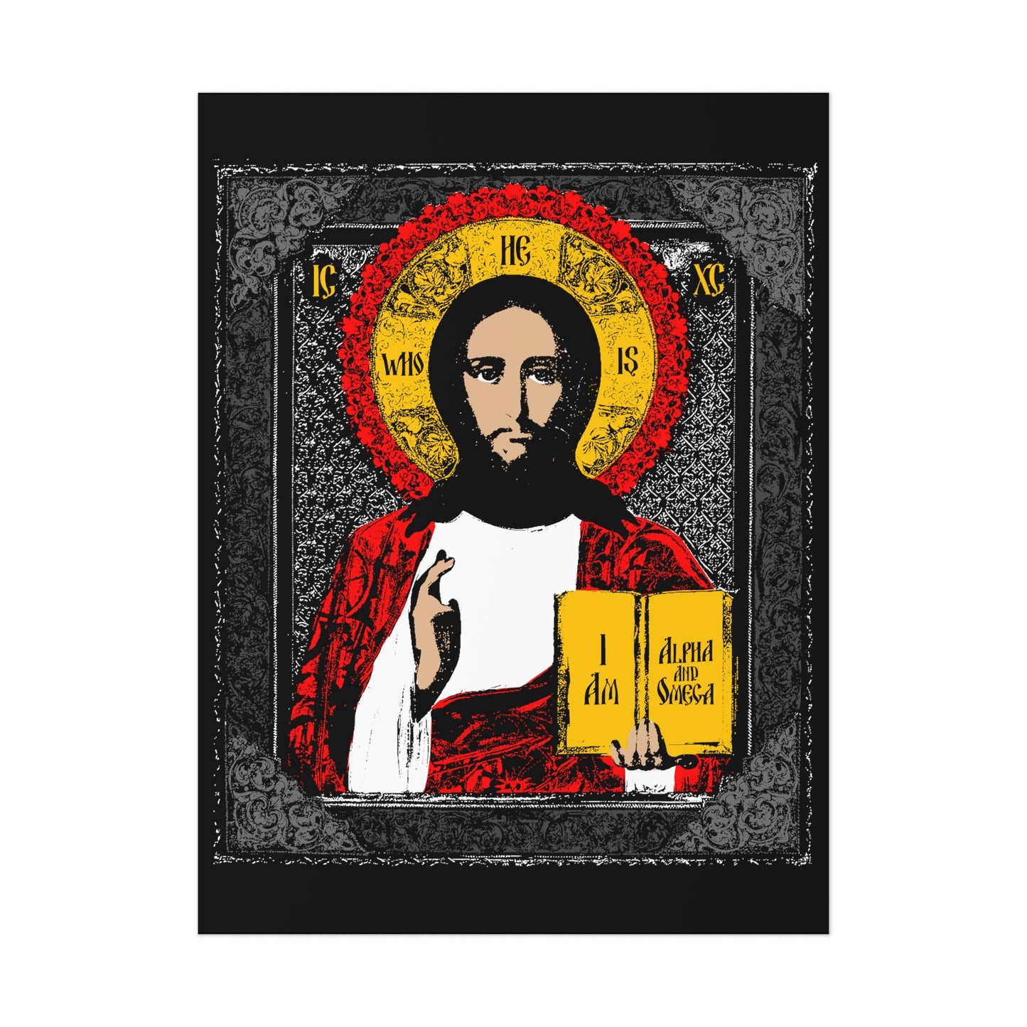 Christ Pantocrator IconoGraphic No. 1 (Alpha and Omega) | Orthodox Christian Art Poster