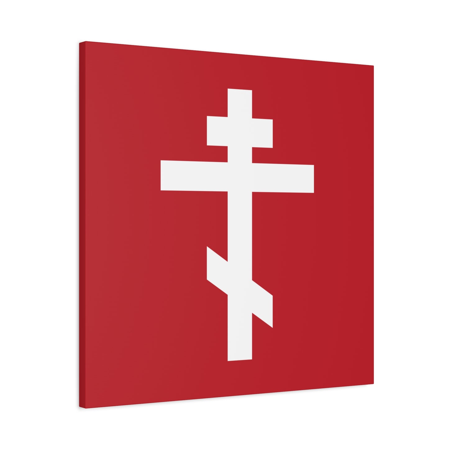 White Orthodox Cross Red Background | The cross is foolishness to those who are perishing, to us it is the power of God | Orthodox Canvas Art
