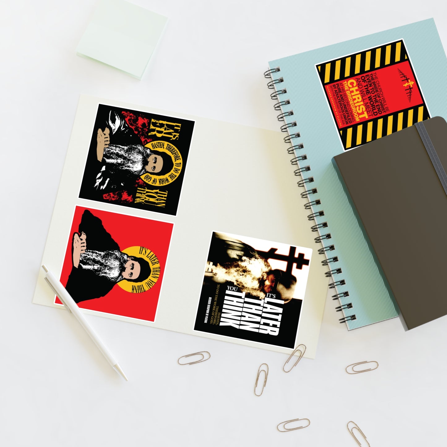 Fr Seraphim Rose 4x4 Sticker Sheet No. 1 | It's Later Than You Think | Modern Saint Graphic Decor | Apocalyptic | Orthodox Christian Stickers