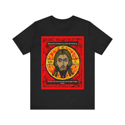 Made Without Hands (Mandylion/Image of Edessa) | Jesus Christ Orthodox Icon Graphic Design | Red Black & Yellow | Orthodox Christian T-Shirt