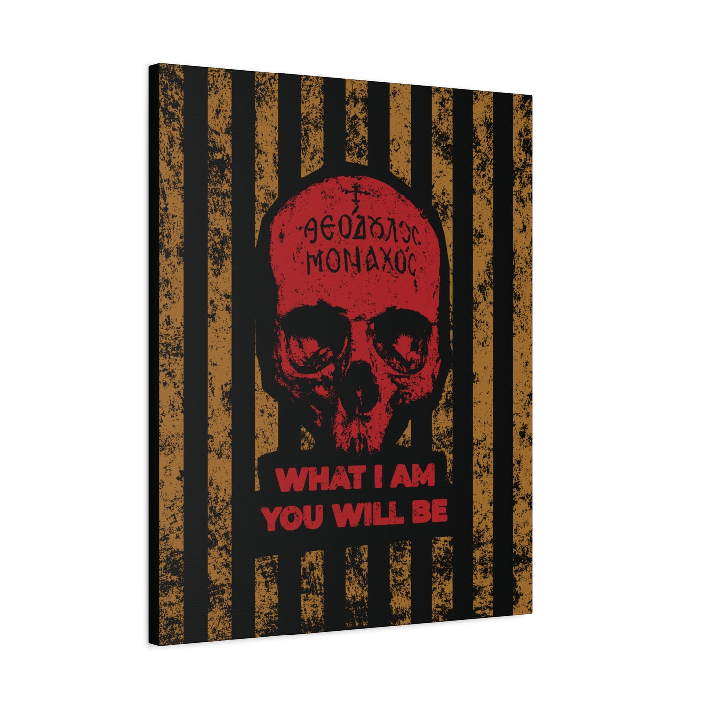 What I Am You Will Be | Memento Mori | Remembrance of Death | Mt Athos Monk Skull | Ascetic Ethos | Christian Canvas Art