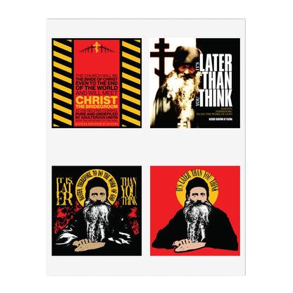 Fr Seraphim Rose 4x4 Sticker Sheet No. 1 | It's Later Than You Think | Modern Saint Graphic Decor | Apocalyptic | Orthodox Christian Stickers