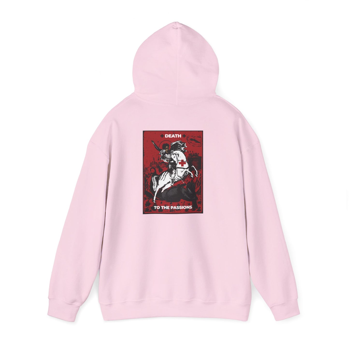 St George Slaying the Dragon | Cross on Front Left Breast | Death to the Passions | Ascetic Orthodox Christianity | Double-Sided Unisex Hoodie