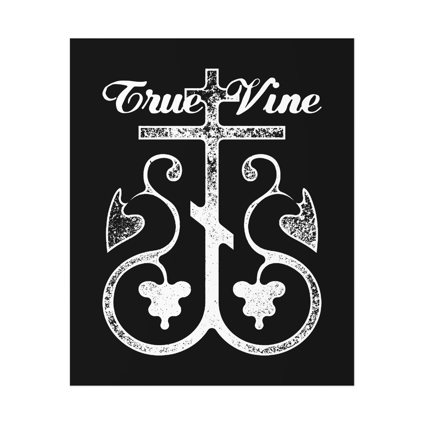 I Am the True Vine (John 15, Ezekiel 15) | Orthodox Cross with Grape Vine | Photocopy Effect | Orthodox Christian Art Poster