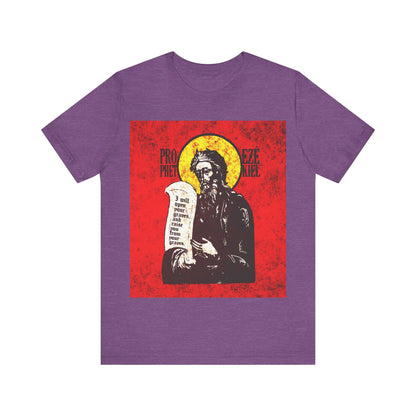 Prophet Ezekiel IconoGraphic | Textured, High Contrast Bright Red and Yellow Design | Old Testament | Orthodox Christian T-Shirt