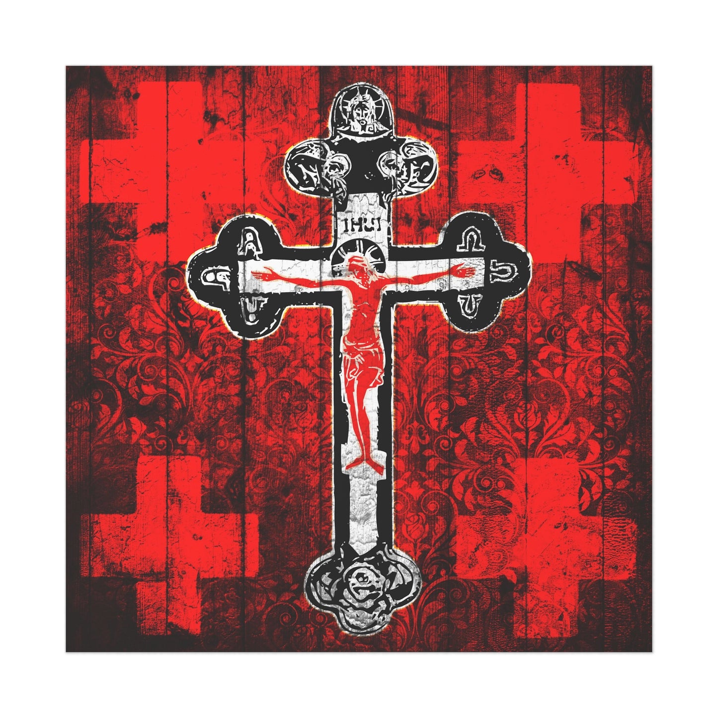 Alpha and Omega Art Cross/Crucifix No. 1 |  Orthodox Christian Art Poster