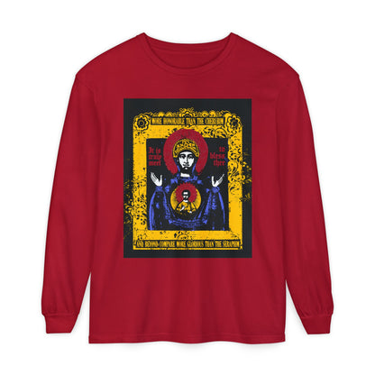 It is Truly Meet To Bless Thee Iconographic | Axion Estin Hymn to the Mother of God Theotokos | Orthodox Christian Long Sleeve Shirt