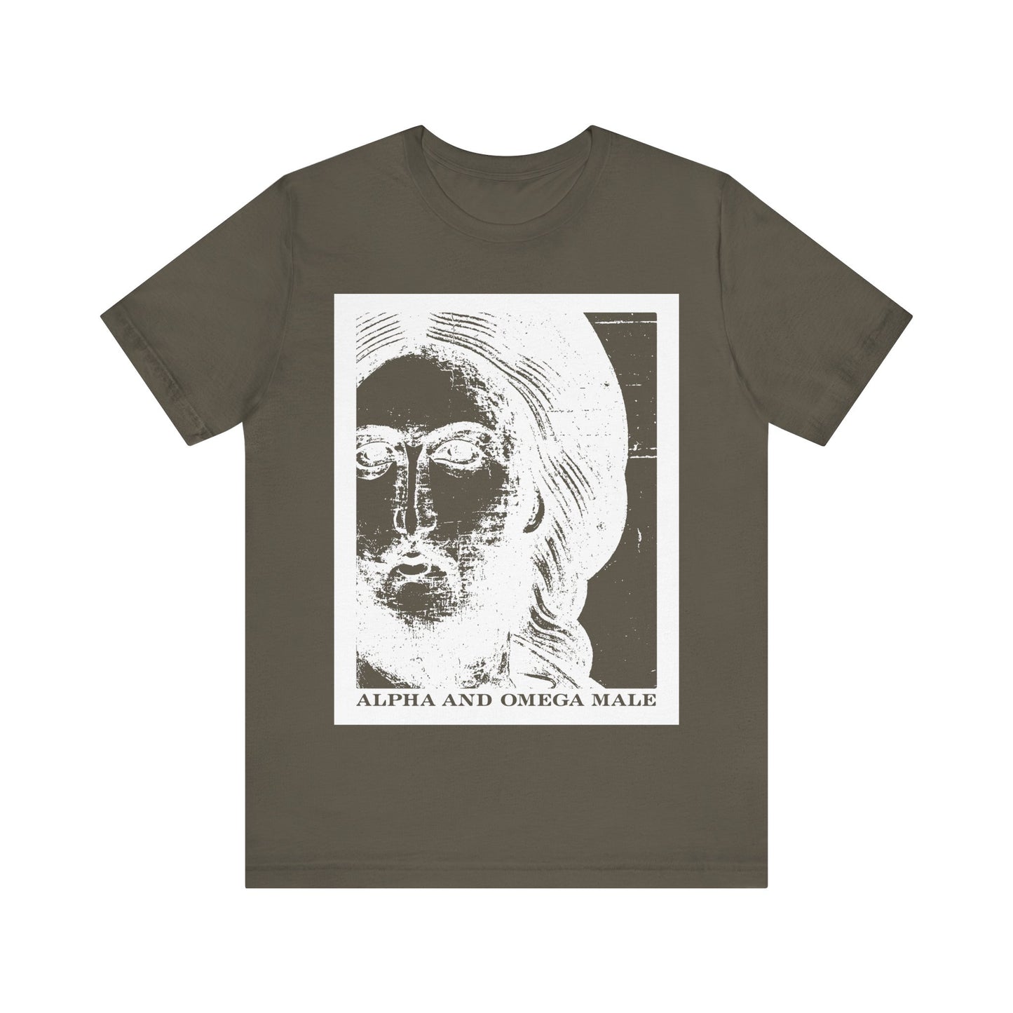 Alpha & Omega Male | Jesus Christ Icono-Graphic Photonegative | I am the Beginning & the End (Rev 22) | Lightweight Cotton Unisex T-Shirt
