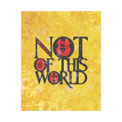 My Kingdom is Not of This World (John 18:36) | Bold Red, Yellow & Black Textured Design with Icon Motifs | Orthodox Christian Art Poster