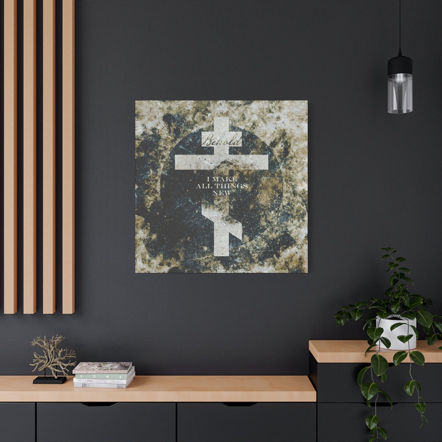 Behold, I Make All Things New | Revelation 21:5 | Cosmic Textured Orthodox Cross | Parousia | Orthodox Christian Canvas Art