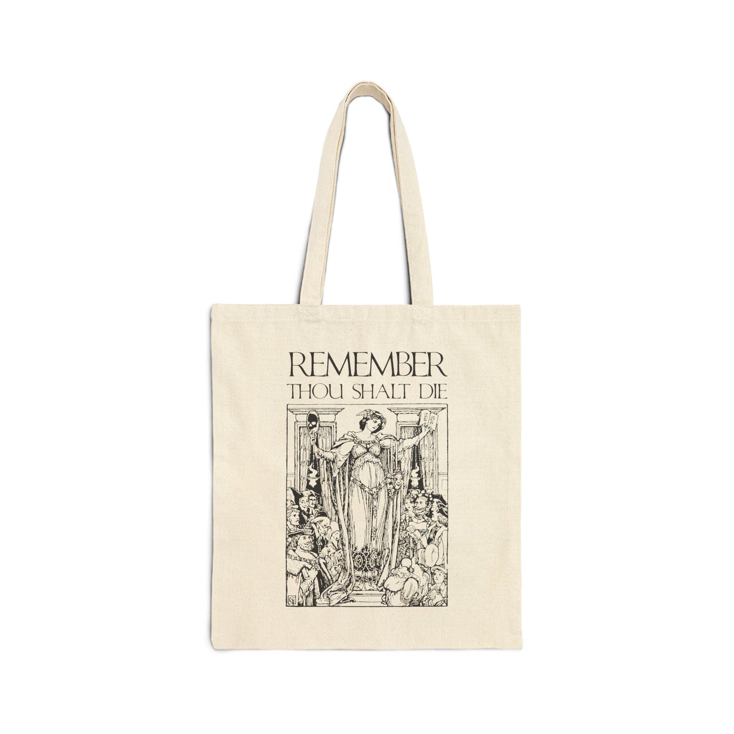 Remember You Will Die Shakespearean Design | Memento Mori | Classic Woodcut Illustration Aesthetic | Orthodox Christian Tote Bag