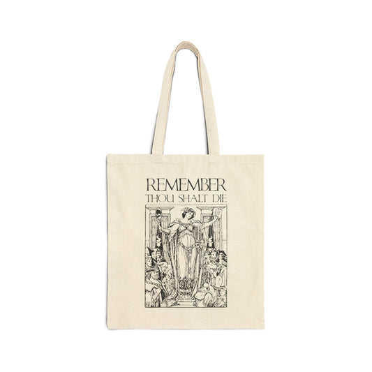 Remember You Will Die Shakespearean Design | Memento Mori | Classic Woodcut Illustration Aesthetic | Orthodox Christian Tote Bag