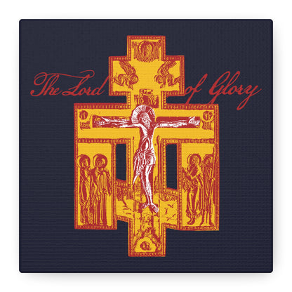 The Lord of Glory | Russian Golgotha Crucifix IconoGraphic (Blue BG) | 1 Corinthians 2:8 | Orthodox Christian Canvas Art