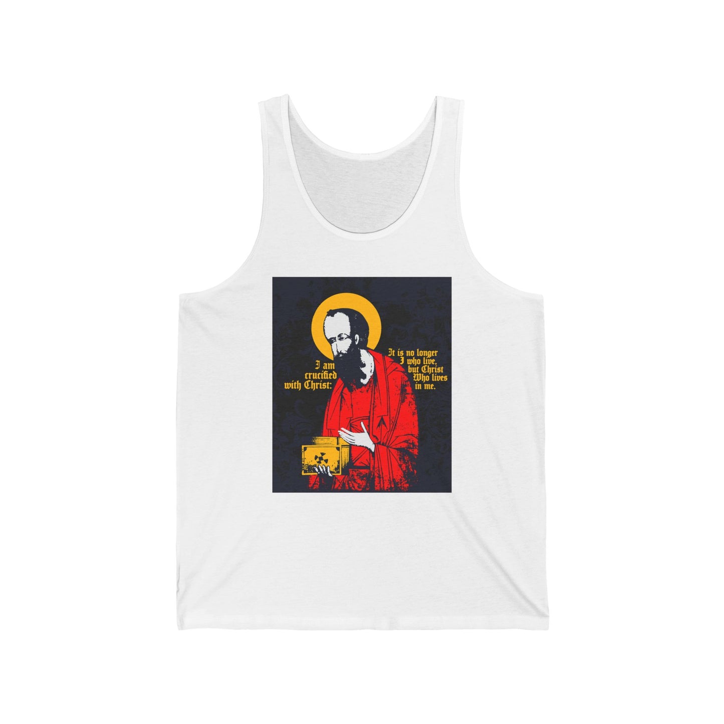St Paul Holding Gospel Iconographic | I am crucified with Christ (Galatians 2:20) | Orthodox Christian Jersey Tank Top