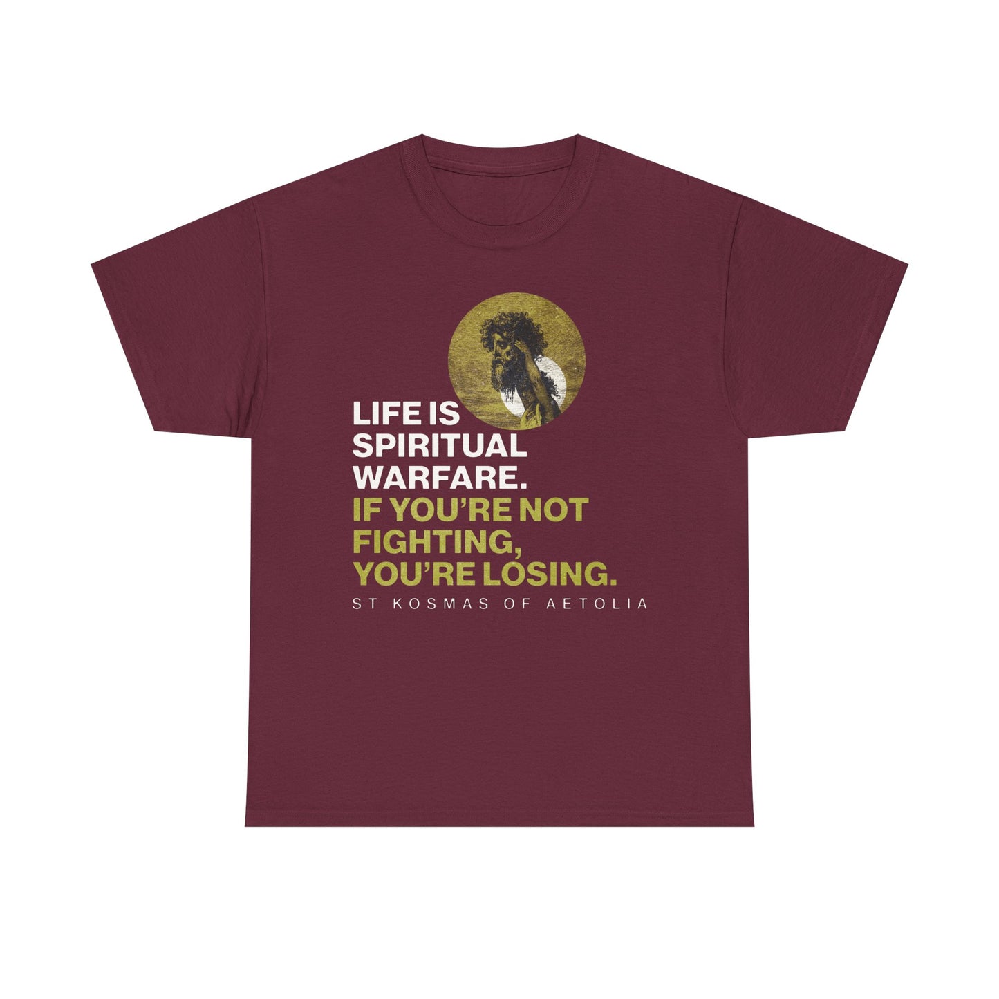 Life is Spiritual Warfare | St Kosmas of Aetolia | Gustave Dore | David & Goliath | Unseen Warfare | Orthodox Midweight Cotton Unisex Tee