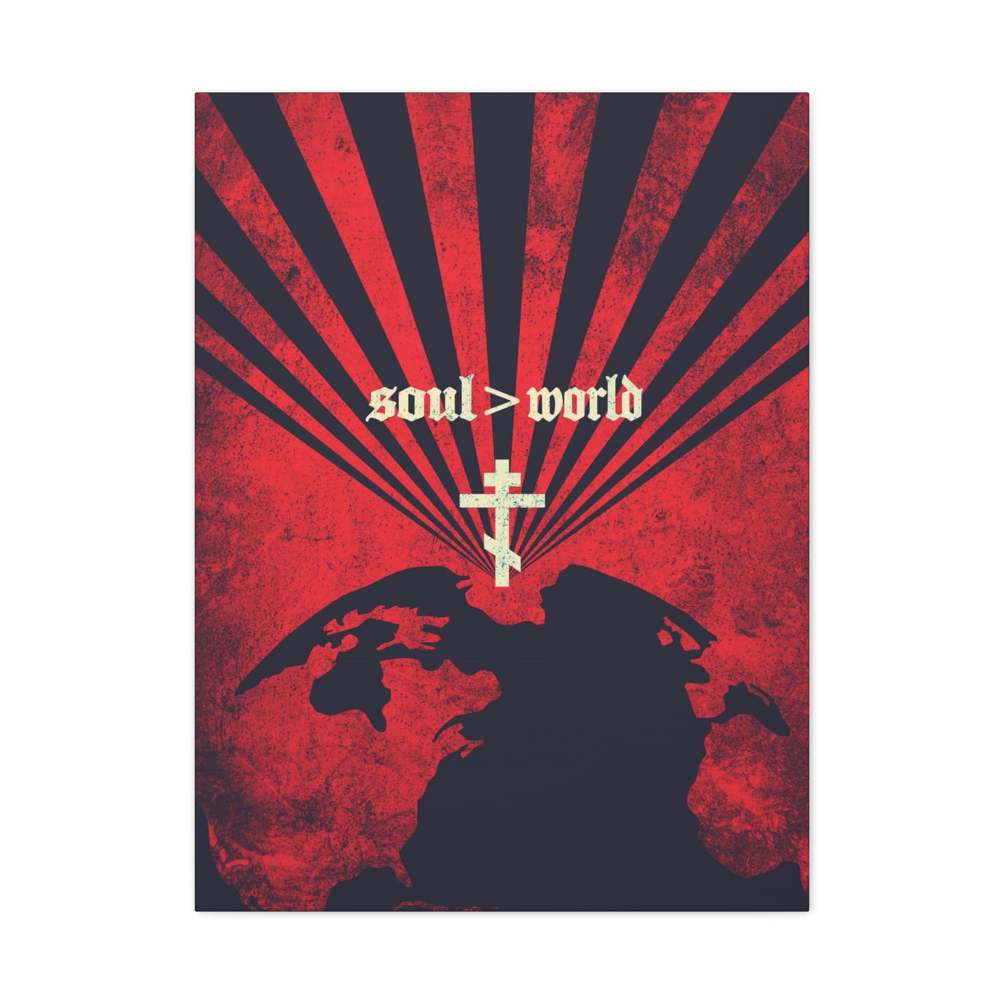 What Shall it Profit a Man | Matthew 16:26 | Soul Is Greater Than World | Red Earth White Cross | Orthodox Christian Canvas Art