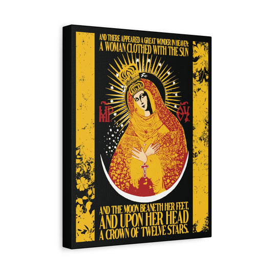 Our Lady the Gate of Dawn | Woman of the Apocalypse Rev 12:1 | Theotokos Gold Floral Texture Design | Orthodox Christian Canvas Art